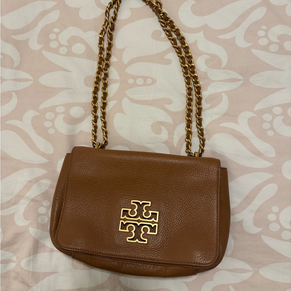 Tory Burch Brown Shoulder or Crossbody Bag with Gold Chain